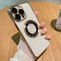 Pc electroplating missing mark magnetic magnifying glass suitable for iphone16promax mobile phone case apple 15 transparent protective cover