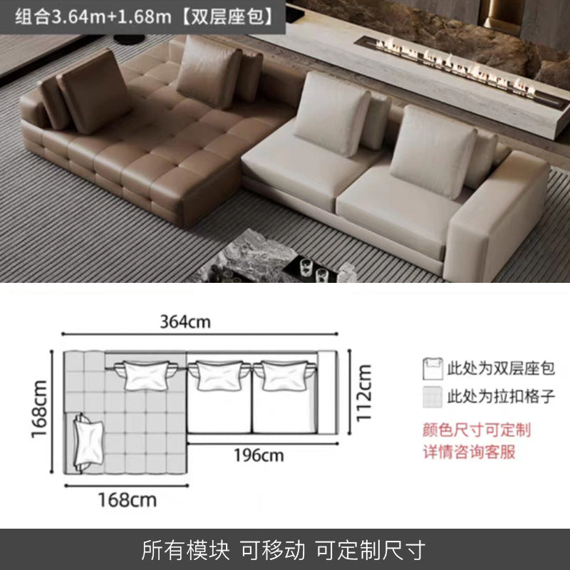 Lawrence genuine leather sofa italian normcore large and small apartment house villa customer corner sofa modern straight row leather sofa