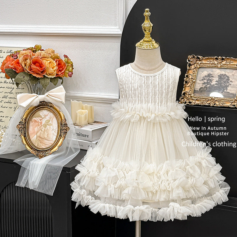 Customizable summer girls' tulle skirt casual sleeveless vest dress princess dress - ready stock wholesale