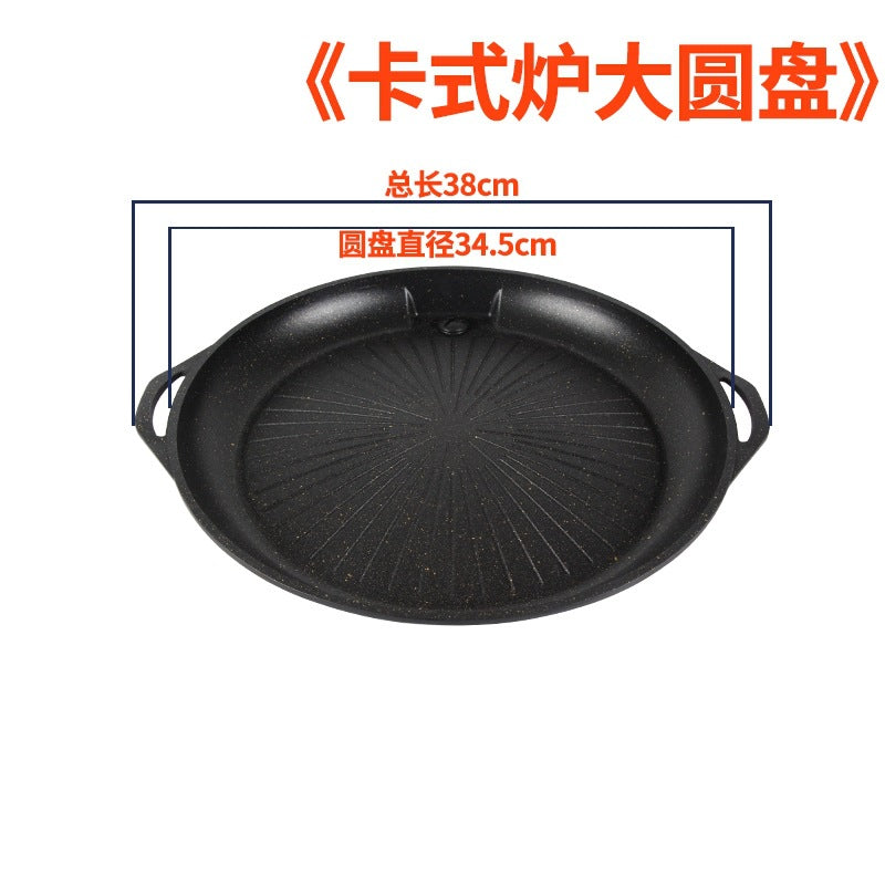 Outdoor thickened picnic charcoal barbecue frying pan barbecue plate iron plate neutral plate stripesfor home non-stick grill pan