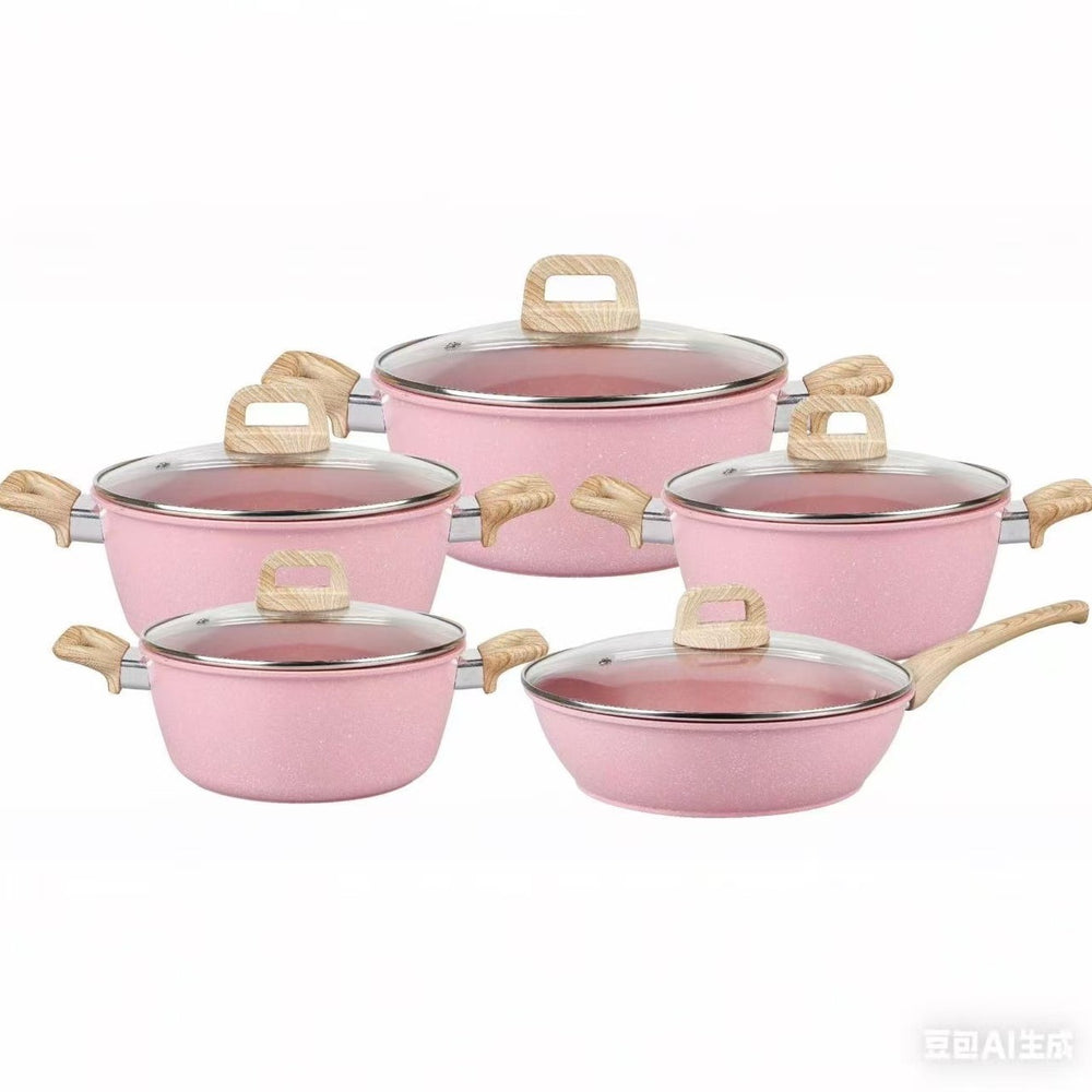 Exportexportfor home non-stick stone soup pot 10-piece set 10 pcs advanced non stick pot