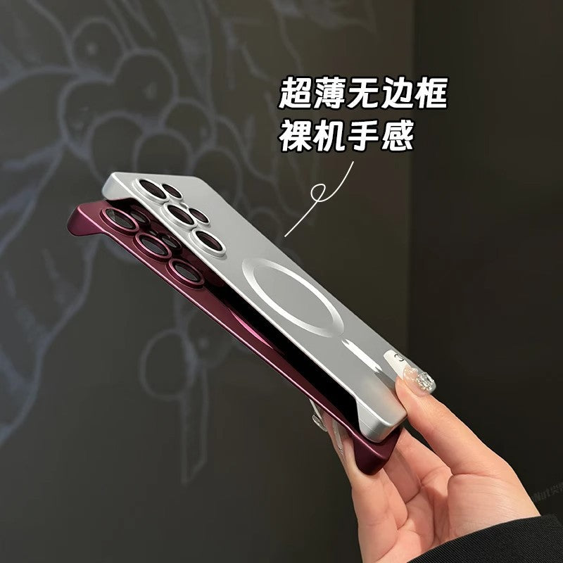 Metallic paint magnetic frosted frameless case for samsung s26u new galaxy s24 lens film s23 phone case