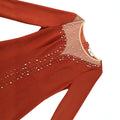Elegant mesh see-through round neck commute dress - 3d beaded, cinched waist, bodycon, slit dress