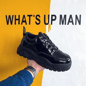G-dragon's same thick bottom dad shoes for boys hong kong style ins sports sneakers british black ulzzang small leather shoes