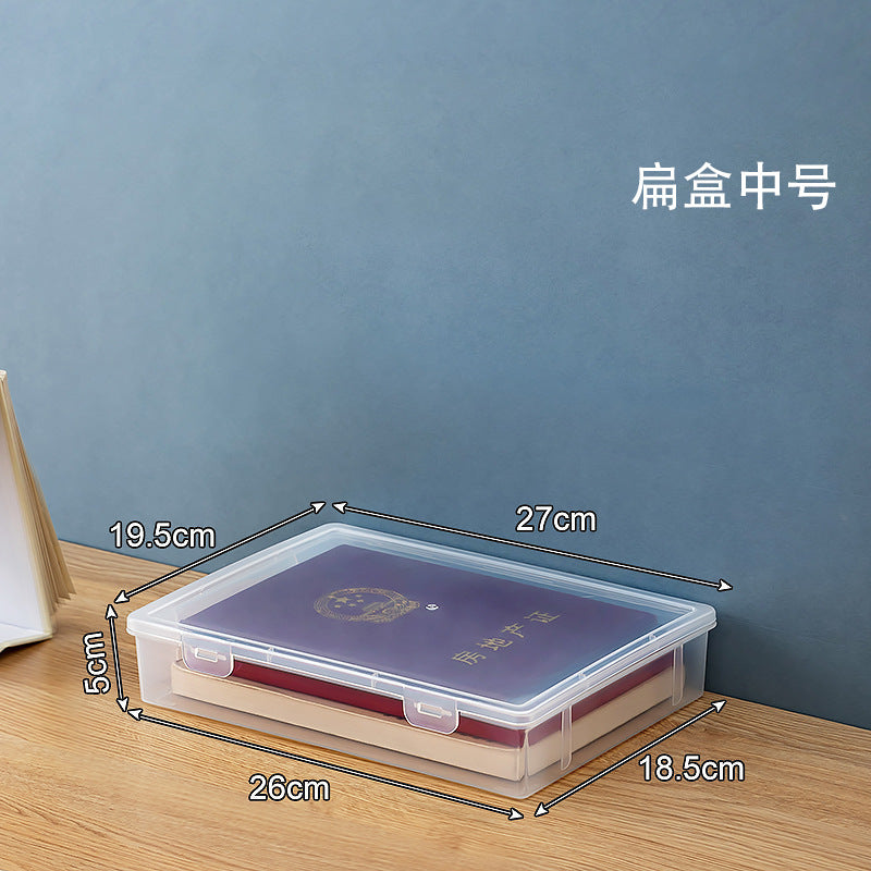 Desktop file storage box, transparent cover, can be stacked with honorary certificates, certificate storage box, desk good goods storage
