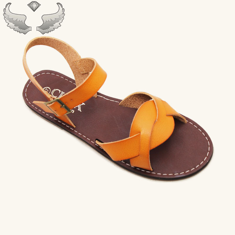 Wholesale Direct Roman Sandals Women's Shoes Summer Flat Versatile One-Word Sandals Solid Color Beach Sandals Sandals