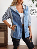 new arrivals: plus size women's patchwork hooded denim jacket - perfect for , , and european & american markets