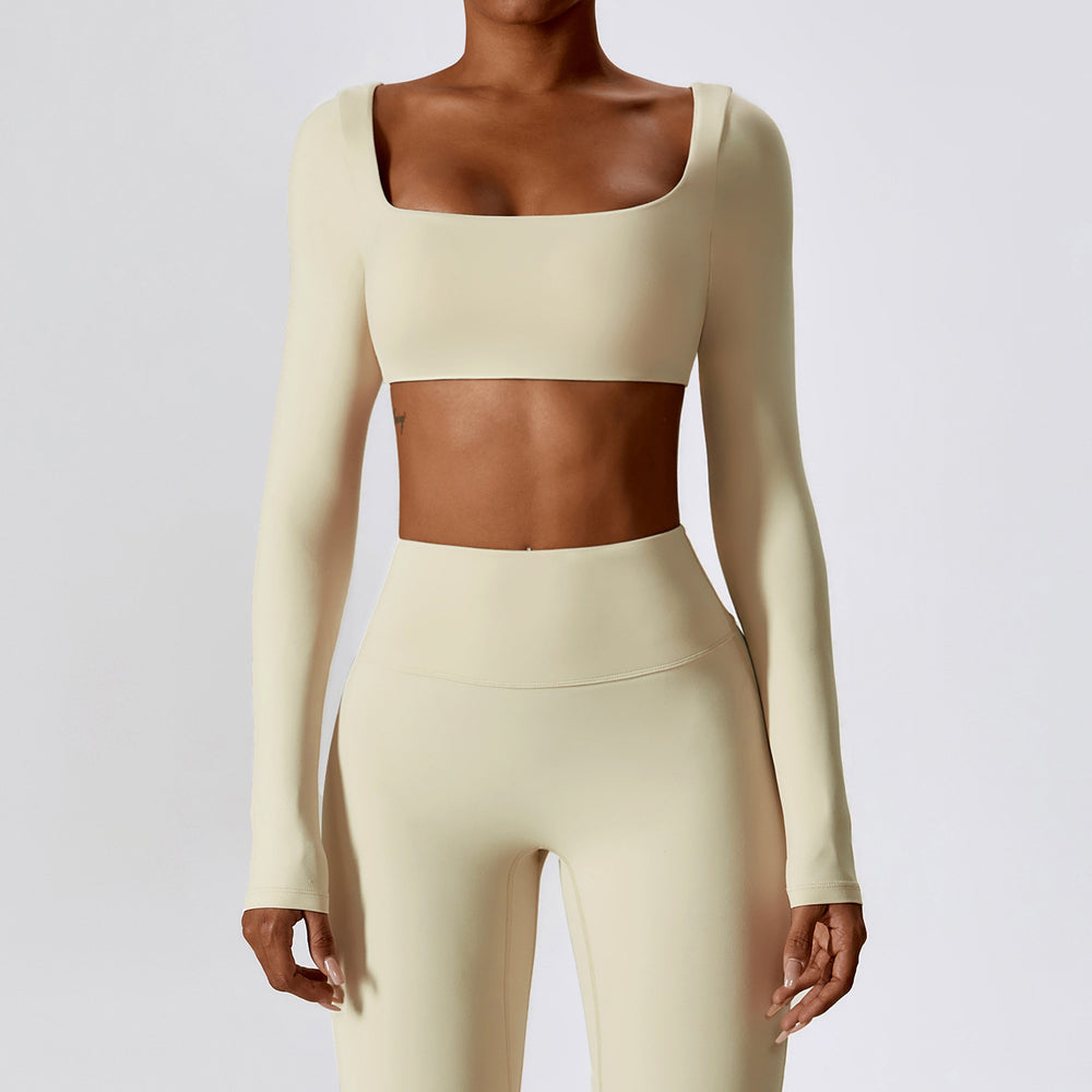 European and american sexy nude feel long sleeve yoga top outdoor running sports t-shirt quick-dry compression fitness shirt 8232