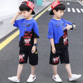 Boys' summer short-sleeve outfit:  new trendy & stylish kids' summer sportswear, korean style, mid-to-large size, chic summer collection