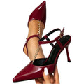 Women's high heel sandals fashion party burgundy stiletto heels fashion pointed toe minimalist high heels new women's shoes
