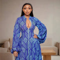 European and american cross-border women's clothing:  summer new arrival - elegant, slim-fit, printed maxi dress with button detail
