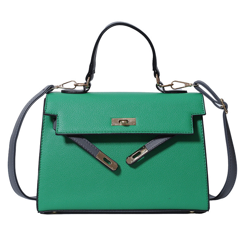 Versatile women's shoulder bag - crossbody, tote, and handbag - 2025 new arrival - trendy color block kelly bag for women (cross-border e-commerce)
