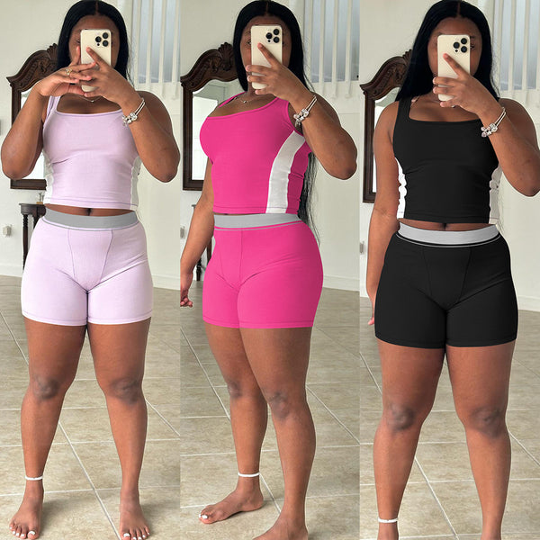 YD8823/057 European and American women's clothing, 's new fashionable casual thread splicing two-piece  women's clothing