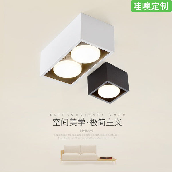 [Wow] No main light, living room lighting led surface mounted downlight, spotlight, store commercial square box grille light