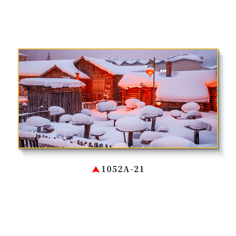 Northeast snow landscape decorative painting rural folk landscape wall painting iron pot stew restaurant farmyard light box hotel hanging painting