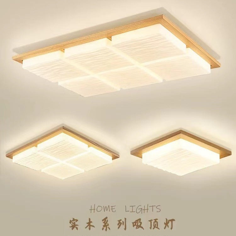 Living room main light Japanese style bedroom light wabi-sabi wind ceiling light log wind lighting atmospheric hall light cream wind lighting