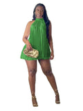 cross-border fashion summer new arrivals: sexy off-the-shoulder bodycon pleated skirt with back bow detail