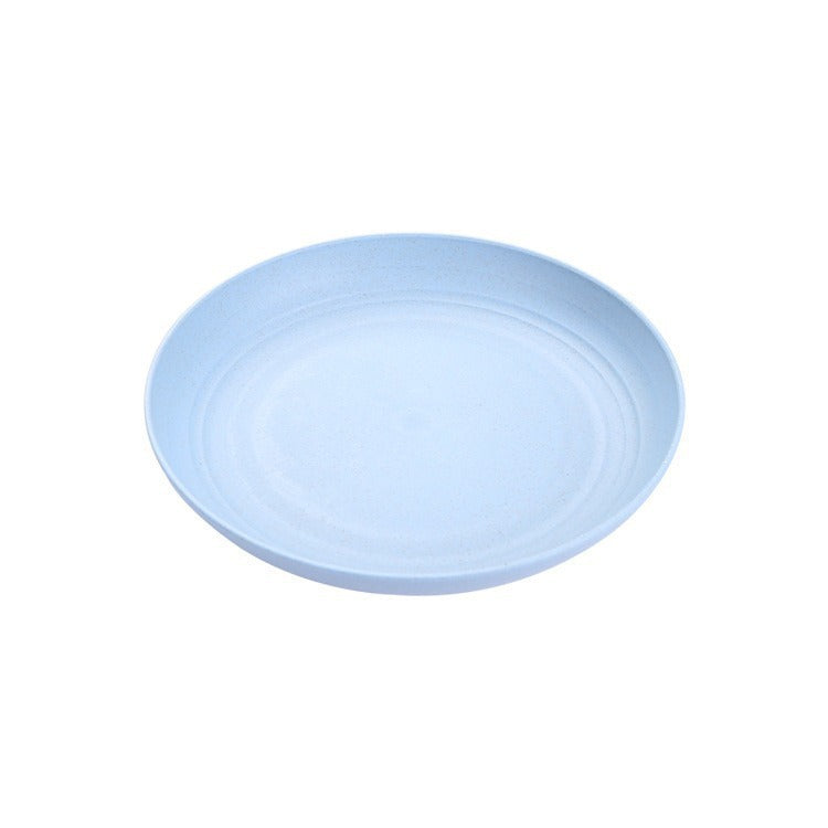 hot-selling wheat straw plate, canteen household fruit round plate, western food plate, kids plastic dinner plate, bone spitting plate