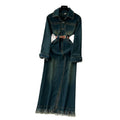 Frenchretro light mature style strappy waist lapel long sleevesdress women slimming lookelegant single-breasted denim long skirt