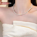 Universal buckle broken silver pearl necklace for women easiest for matchclassy double-layer clavicle chain beaded jewelry