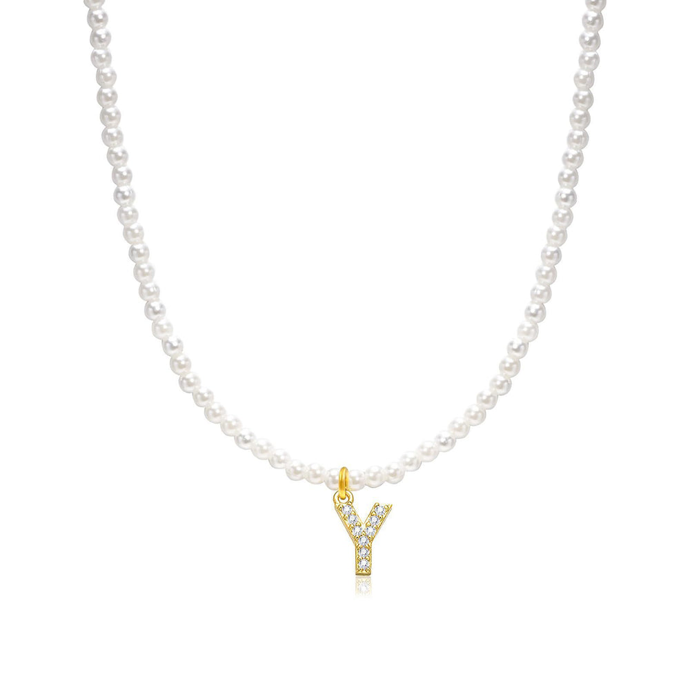 new arrival imitation pearl necklace niche style design 26 english letter pendant necklace classy sense collarbone chain necklace