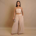 Amazon's new european and american style fashionable sexy stretch bandeau top and wide-leg pants set