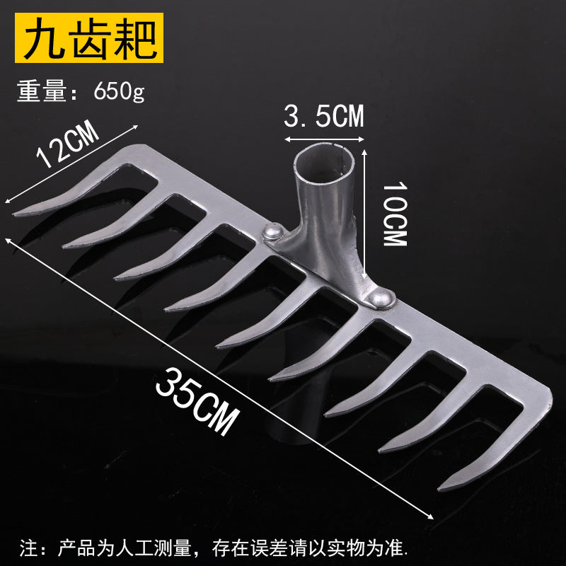 Agricultural iron rake, ground rake, thickened nail rake, soil rake, grass rake manufacturer, multi-functional 469-tooth weeding tool