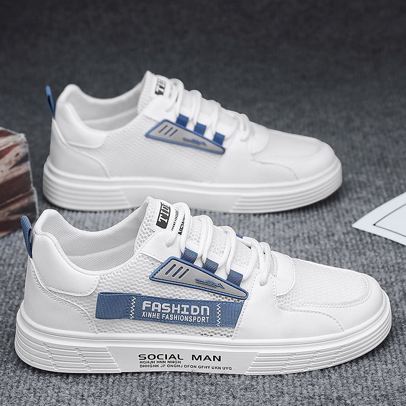 Winter men's lightweight mesh sneakers - breathable, anti-odor, casual white sneakers with soft soles