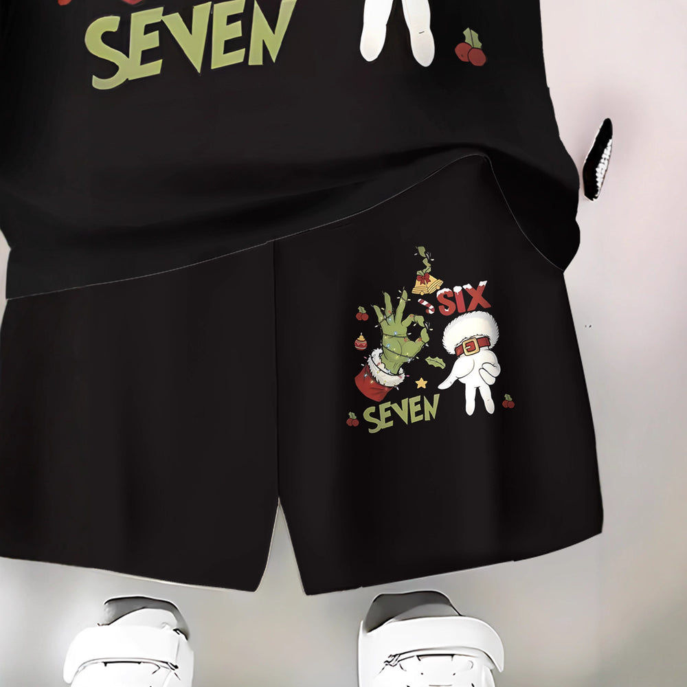 "stylish digital 67 print," perfect for summer wear, boys' outdoor sports t-shirt set