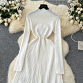 Sweaterdress women's inner wear classy sense waist slimming lookelegant button design pleated knitting bottom skirt long skirt