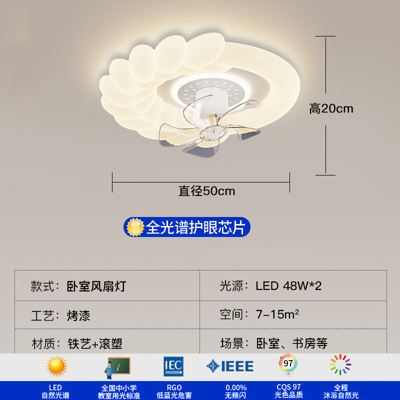 [Strict Selection] 2025 New Fan Light Bedroom Room Ceiling Light Simple Modern Cream Wind Fan Light