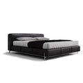Italian normcore big black cow genuine leather bed classy house master bedroom designer 1.8m double bed soft headboard
