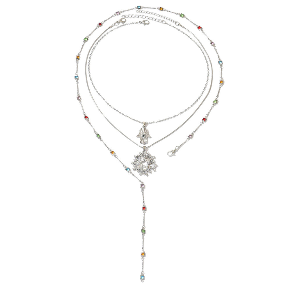 Sweater chain long wholesale european and american cross-border star colorful tassel necklace diamond-encrusted devil's eye accessible luxury clavicle chain