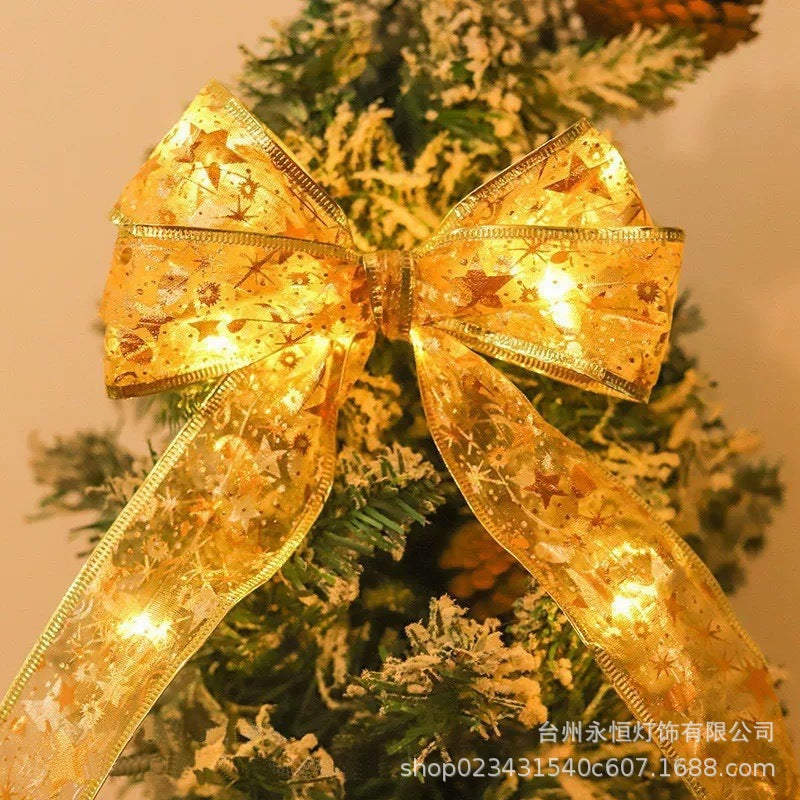 Cross-border new led Christmas ribbon small lights Christmas tree decoration bronzing ribbon light string Holiday decoration flash lights