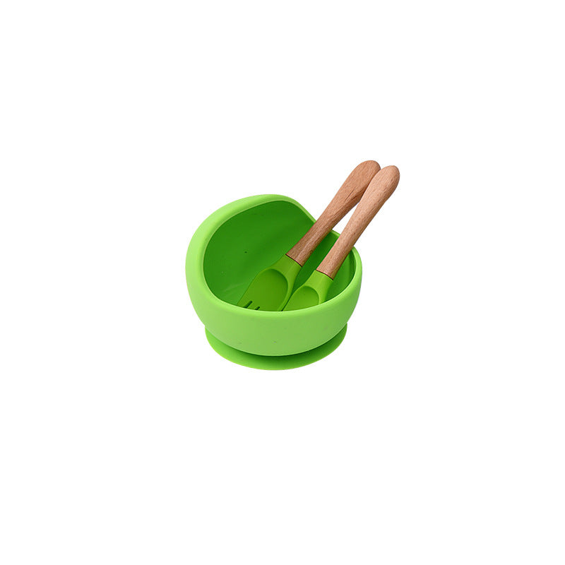 Food grade silicone tableware bowl Suction cup type baby bowl Supplementary food learning to eat Solid color silicone set Baby feeding bowl
