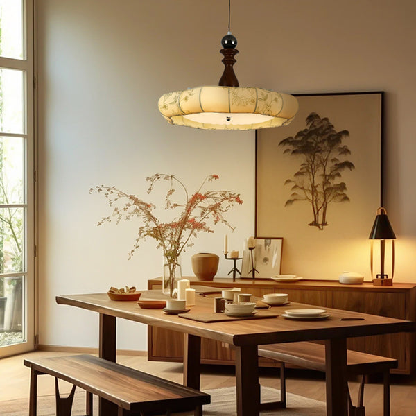 French medieval Nanyang style printed fabric restaurant chandelier room bedroom light new Chinese zen tea room bar light