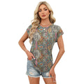 Amazon fashionelegance round neck short sleeve shirt women's  summer new casuallooseeleganttops