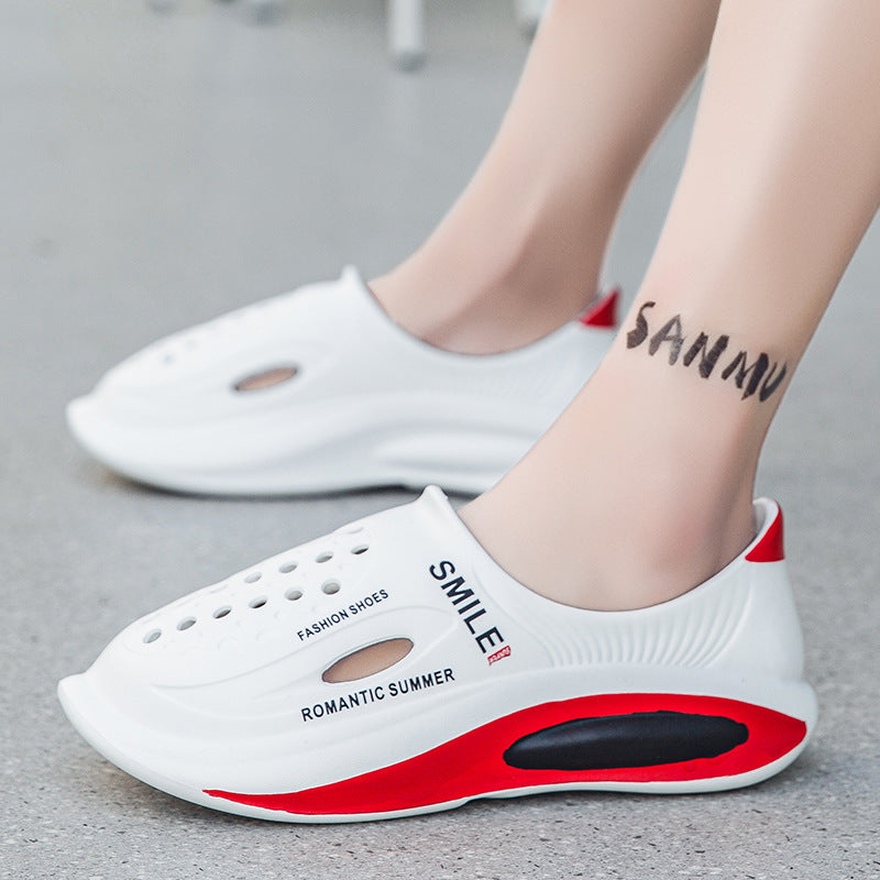 Cross-border new men's hole shoes summer wear stepping on shit feeling beach thick-soled lazy bag head coconut slippers wholesale