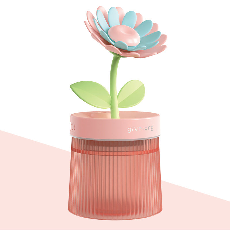 Flower air humidifier tabletop sunflower humidifier bedroom gardenia colorful atmosphere light sprayer