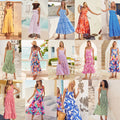 cross-border fashion summer women's  commuter sleeveless spicy girl print long slip dress