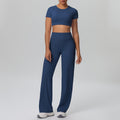 Ready-to-ship cross-border double-sided nylon seamless high-stretch activewear set - yoga, running, and fitness wide-leg two-piece outfit