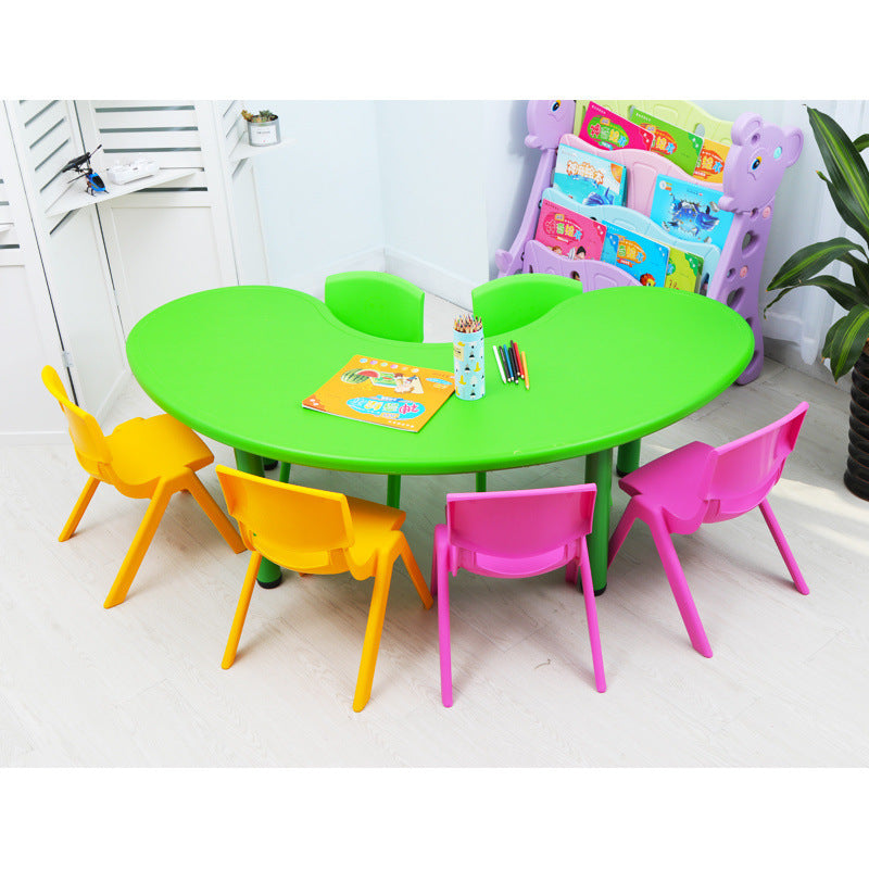Children's table and chair set Kindergarten table and chair Baby painting game learning desk Plastic lifting moon creative table