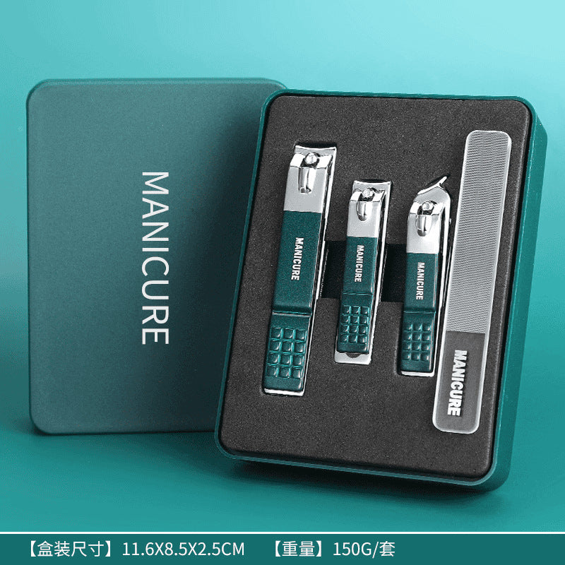 High-end stainless steel nail clippers, manicure tools, anti-splash boxed set - portable home use kit