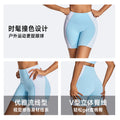 fashioncontrast color tight yoga shorts women's high waist tummy control fashion fitness pants hip lifting running sports shorts