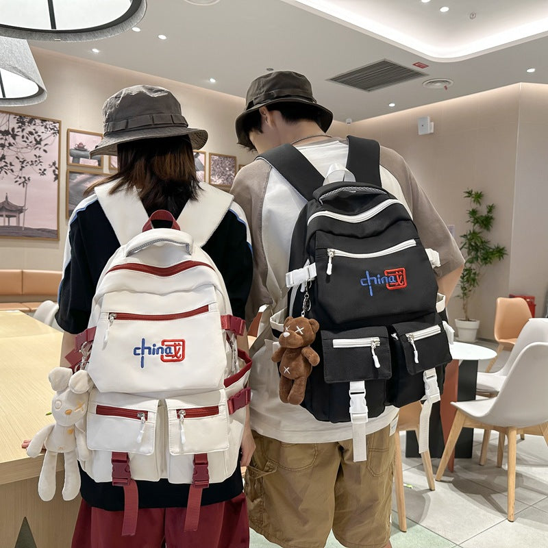 New Chinese style schoolbag for female junior high school students Guochao backpack fashion college students high school students large capacity backpack men