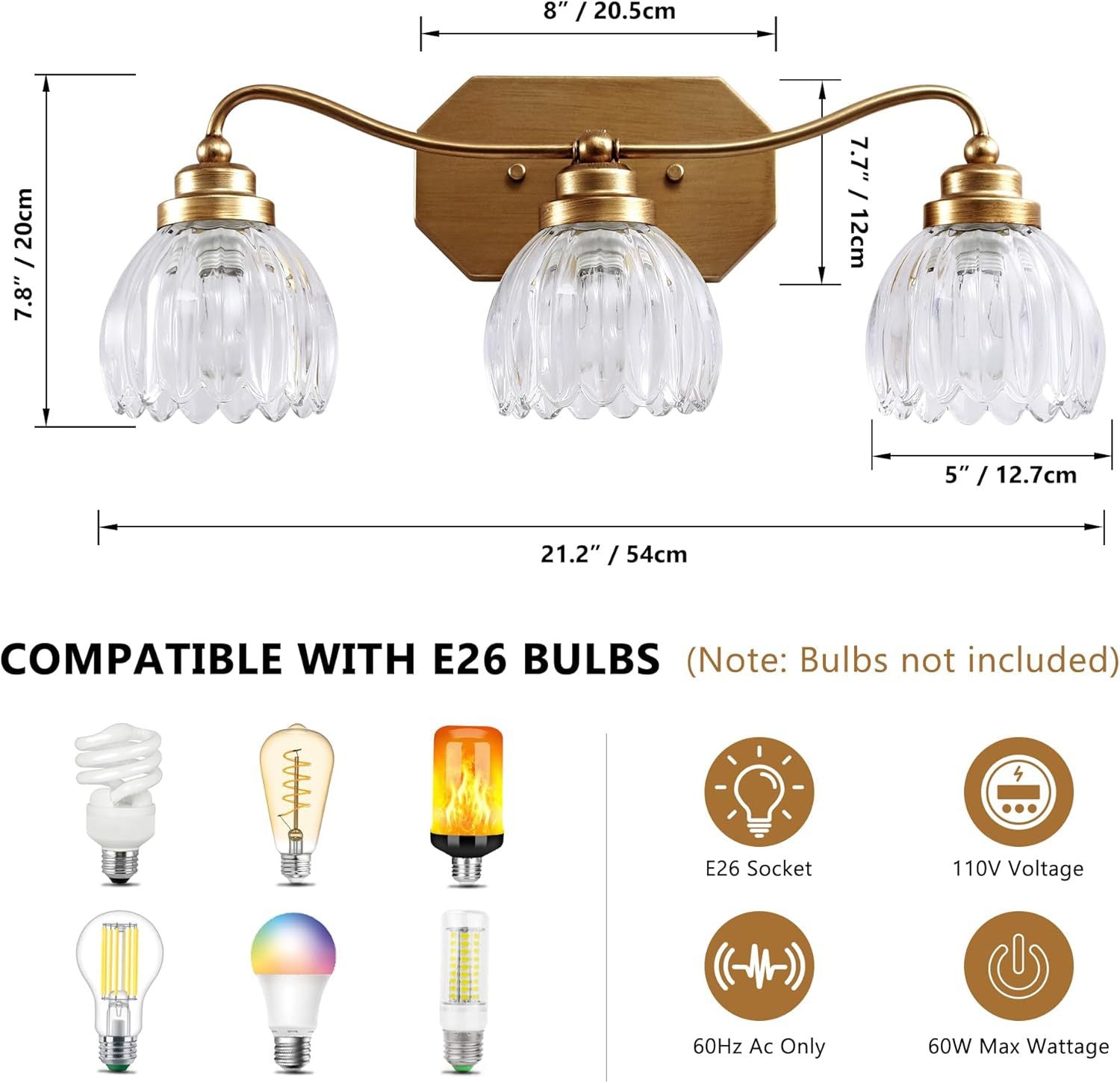 Cross-border exclusive retro indoor wall lamp golden bathroom dressing lamp suitable for bedroom living room corridor wall lamp lighting