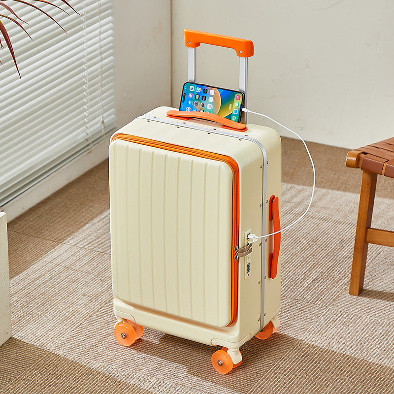 Side opening lid is convenient and durable, password, student multi-functional luggage, universal wheel trolley case, boarding suitcase, minimalist
