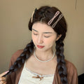 Maillard milk coffee color one-word clip hairpin, large duckbill clip on the back of the head, broken hair on the forehead, side bangs clip
