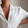 Summer tk european and american cross-border solid color shirt and shorts set - loose fit casual two-piece wholesale