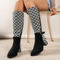 Versatile chunky heel geometric print over-the-knee boots - autumn/winter  new arrival - elastic cuff, hot-selling women's boots for independent e-commerce stores